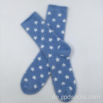 Super weiche weiße Sternblau-gemütliche Socken